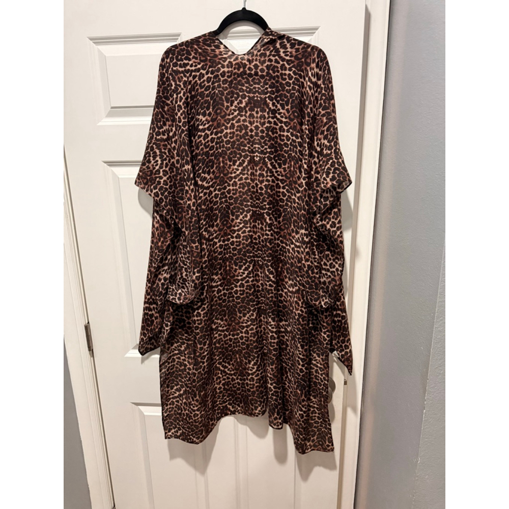 Women's Mia Joy Leopard Print Kimono One Size Brown Black - Picture 5 of 6